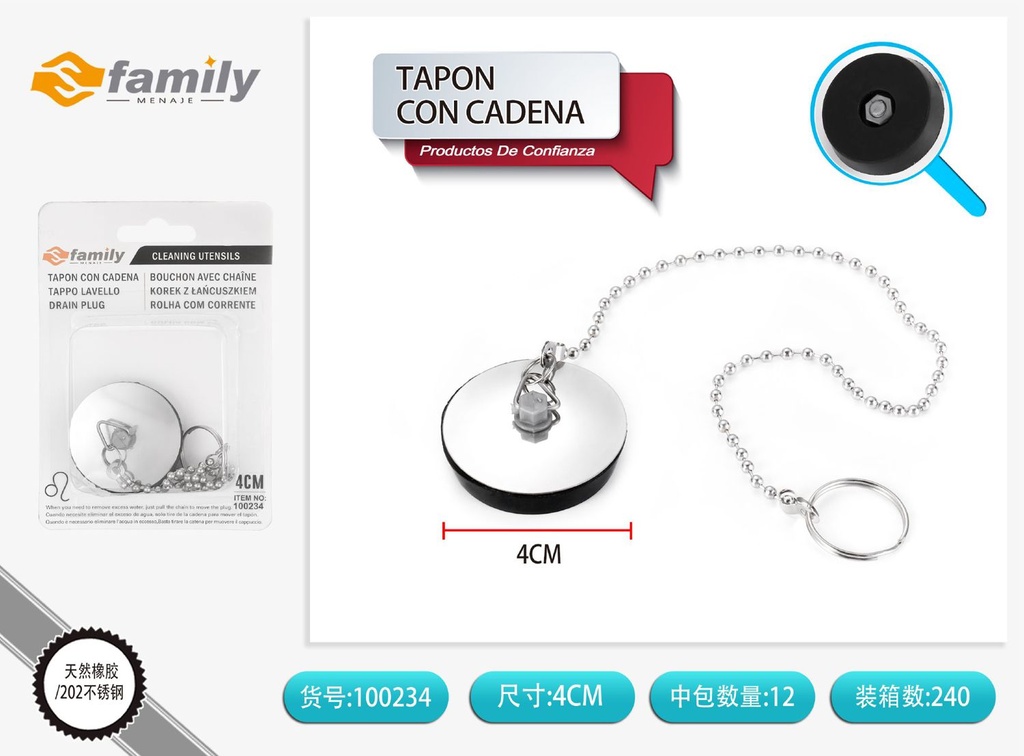 Tapon con Cadena 4cm - Accesorios de cocina