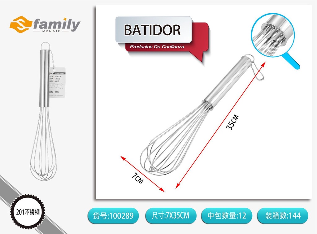 Batidora de acero inoxidable con gancho 33cm - Utensilios de cocina