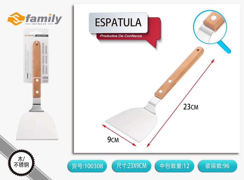 Espátula para barbacoa GS-1006 con mango de madera