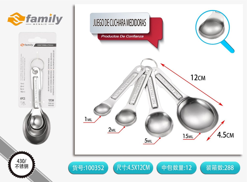 Juego de cucharas medidoras para cocina