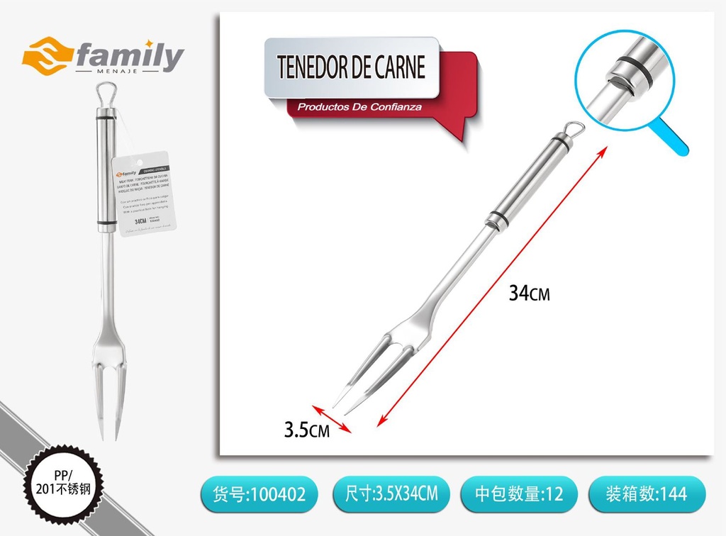 Tenedor de carne de acero inoxidable 30cm para cocina