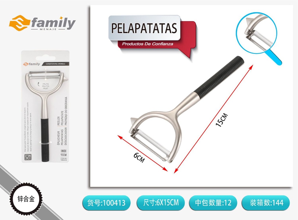 Pelapatatas acanalado de zinc niquelado para cocina