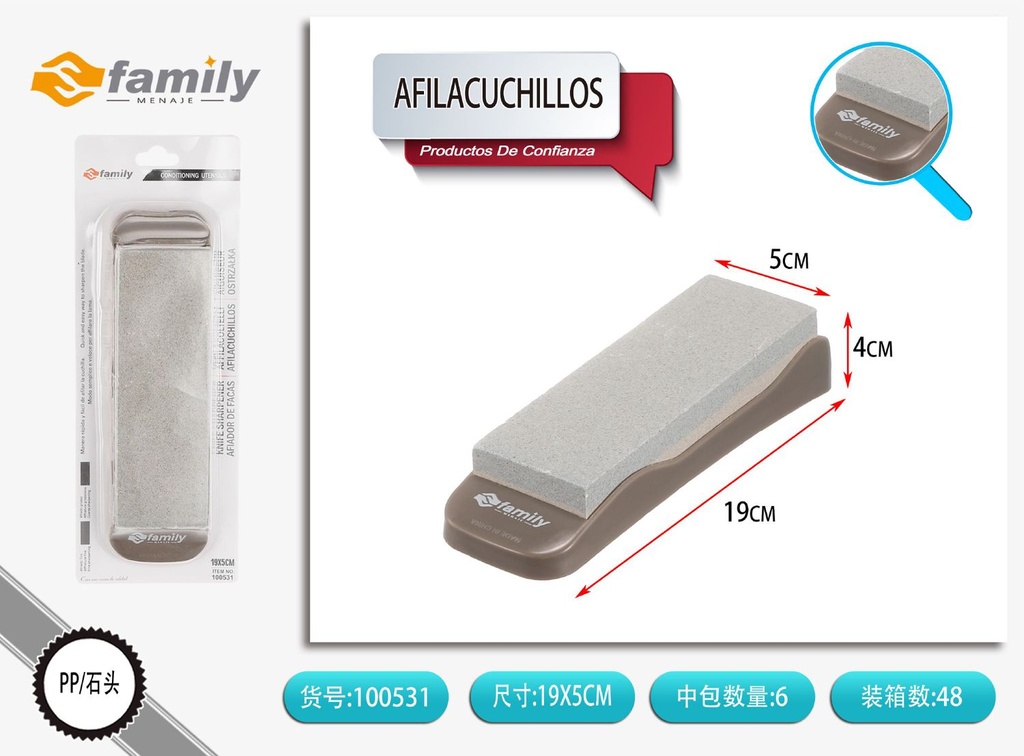 Afila cuchillos grande con base 19x5.5cm - Utensilios de cocina
