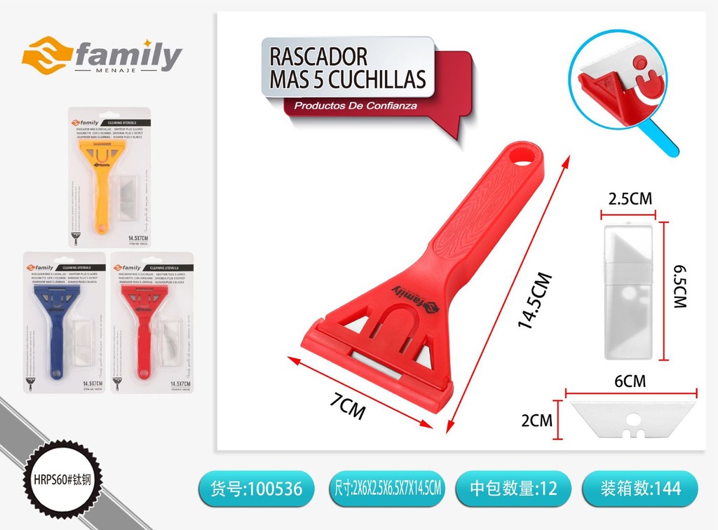 Rascador de 14CM + 5 cuchillas - Utensilios de cocina