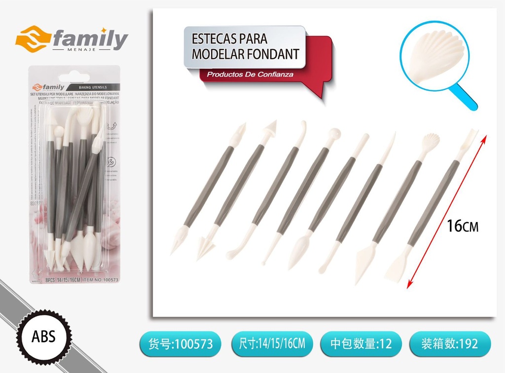 Estecas para Modelar Fondant 8 piezas - Herramientas de repostería