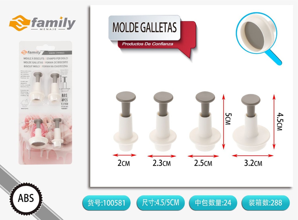 Molde para galletas 4 pcs - Utensilios de repostería
