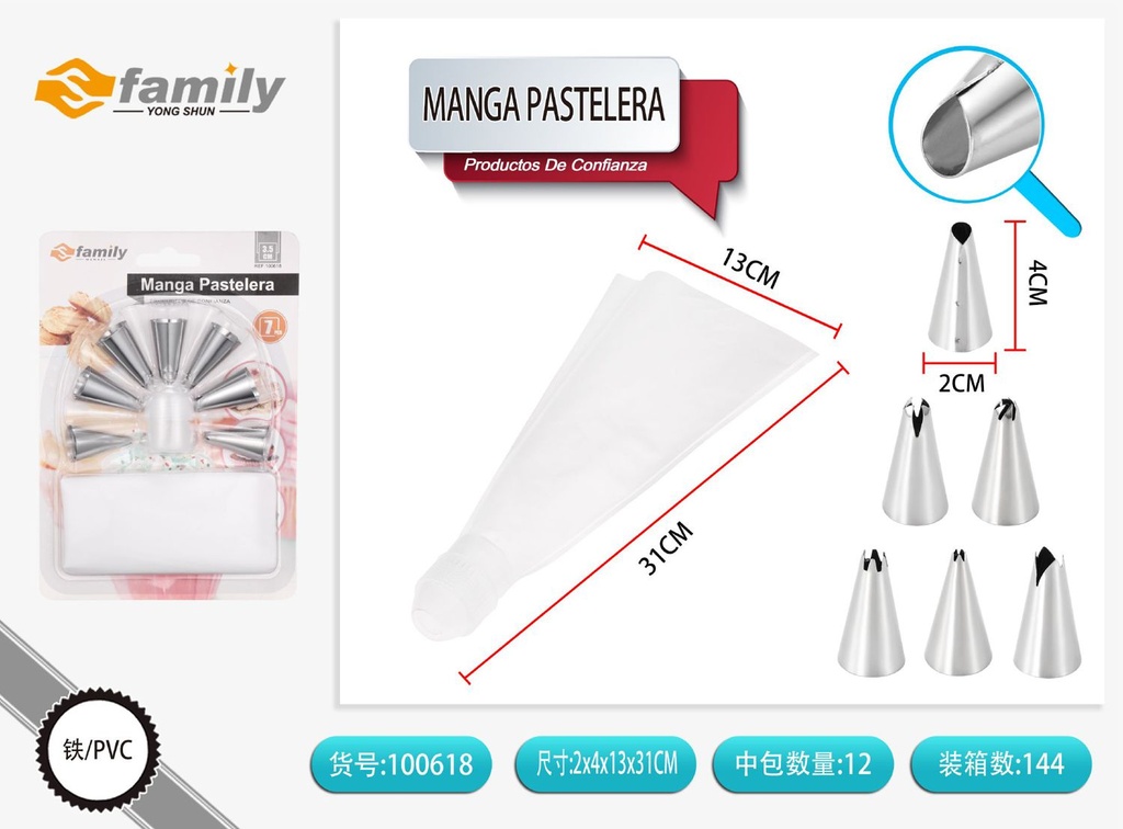 Manga pastelera 7pcs