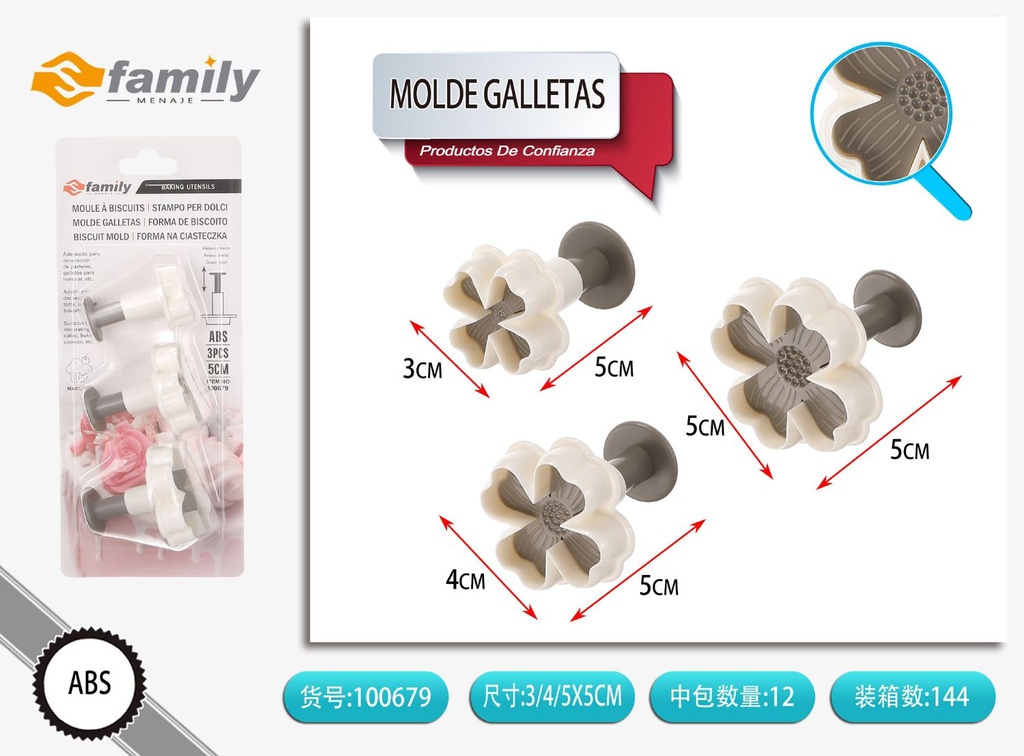 Molde galletas cuatro hojas (ZN2027) - Utensilios de repostería