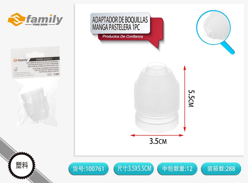 Adaptador de boquillas para manga pastelera 1 pieza para repostería