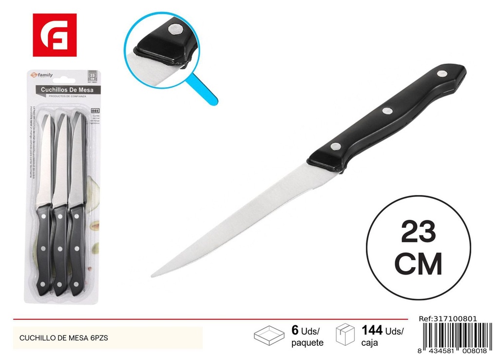 Cuchillo de mesa 6 piezas para utensilios de cocina