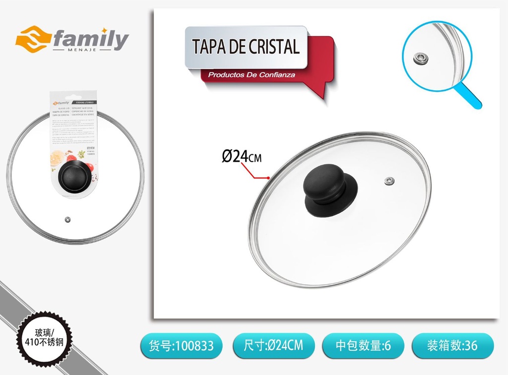 Tapa de cristal 24cm - Utensilios de cocina