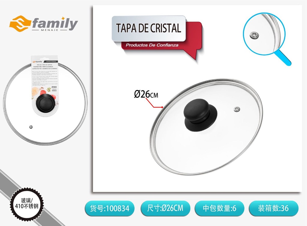 Tapa de cristal G tipo 26cm - Accesorios de cocina