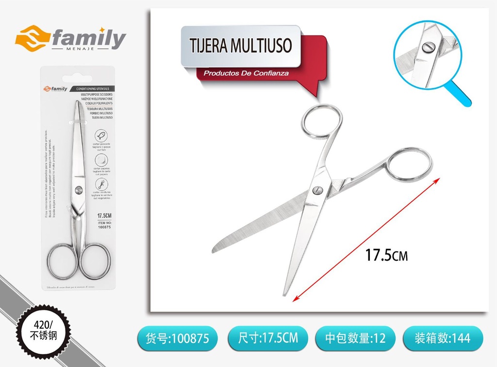 Tijera multiuso 18 cm - Herramientas de cocina y manualidades