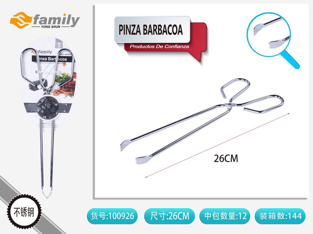 Pinza barbacoa 26cm de acero inoxidable