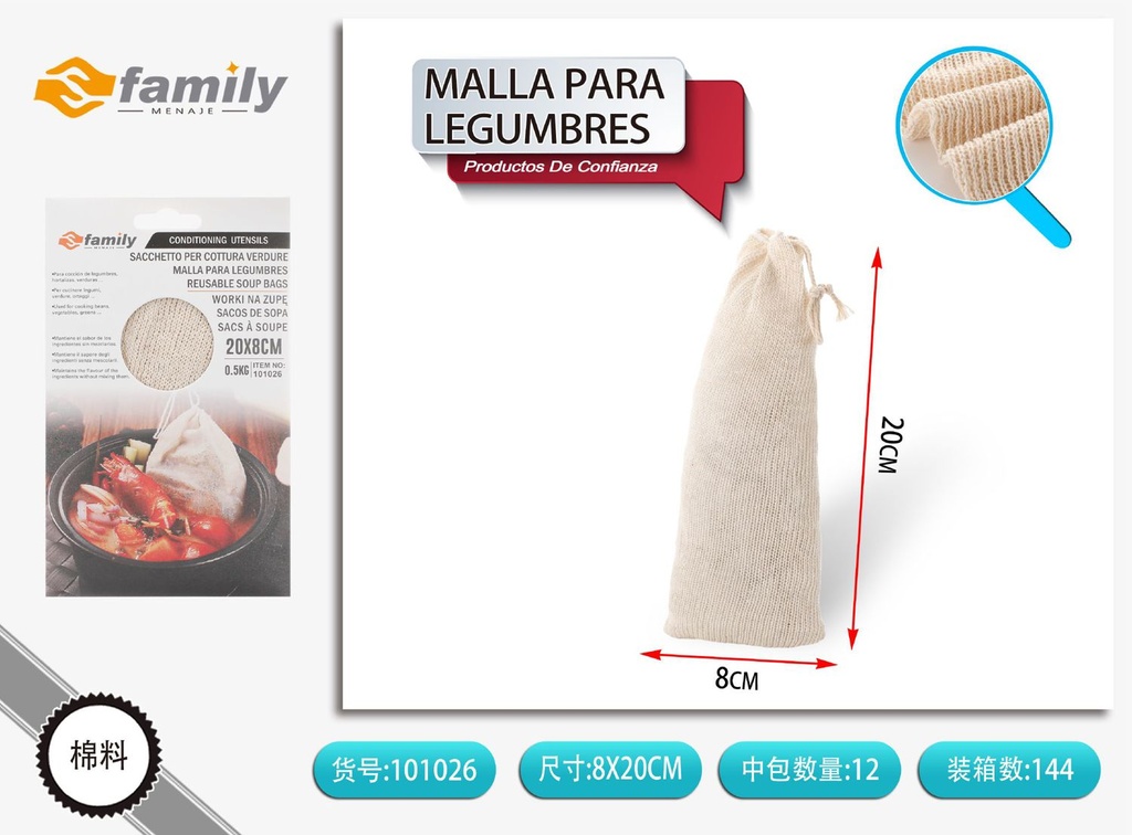 Malla para legumbres 0.5 kg - Bolsas para alimentos