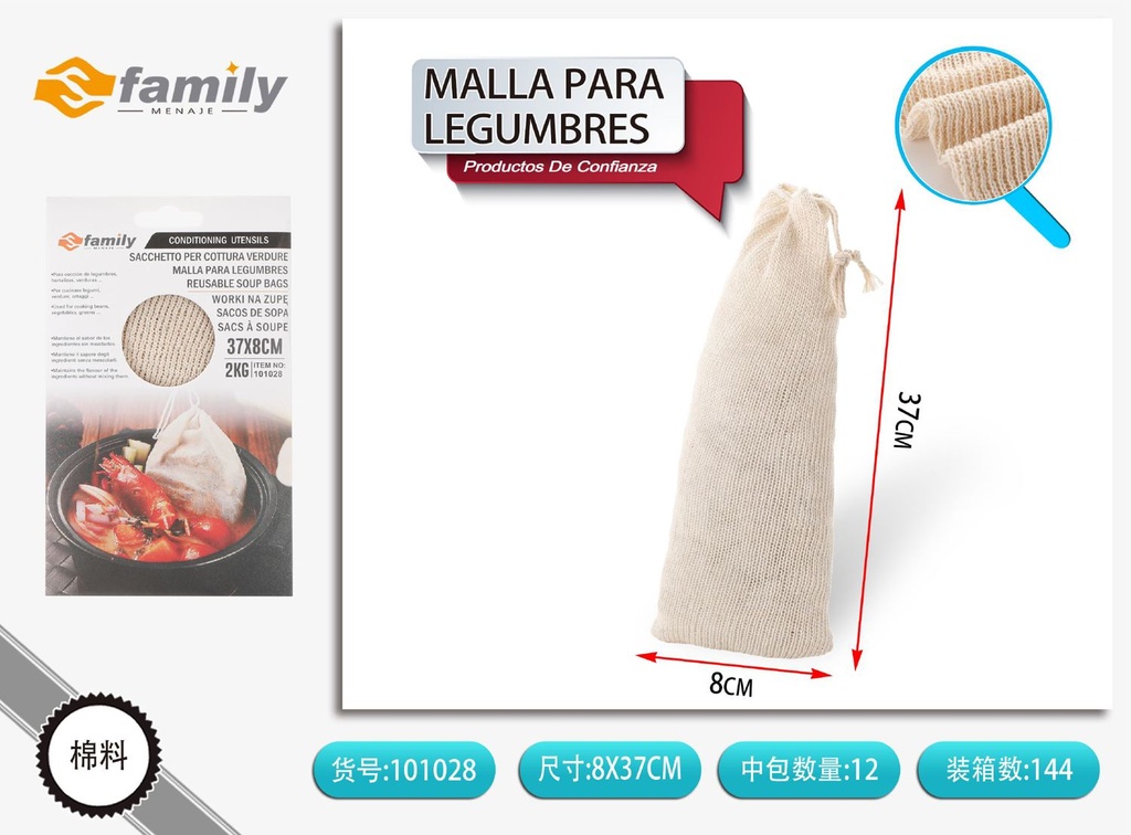  bolsa de verduras de algodón 2kg - Bolsas de compras