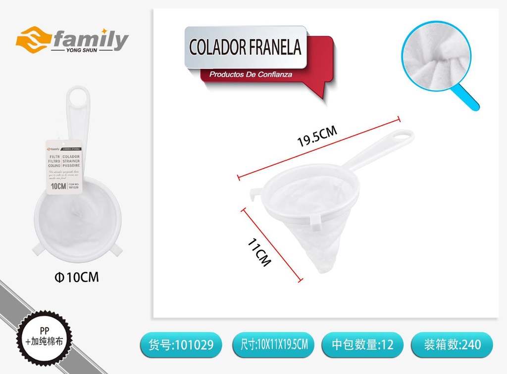 Colador de franel 10cm - Artículos de cocina
