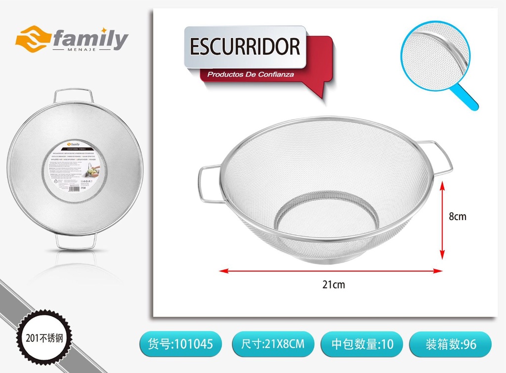 Escurridor metálico con asas 21cm