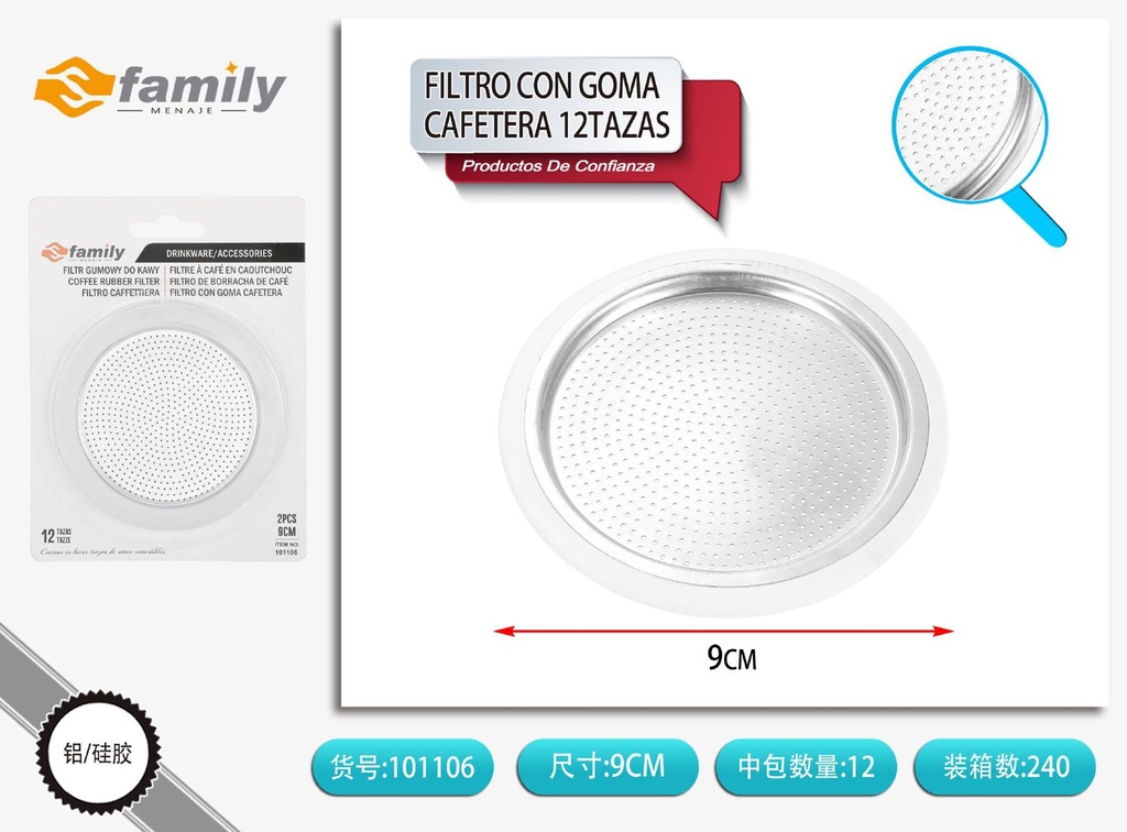 Filtro con goma para cafetera 12 tazas - Accesorios de bebida