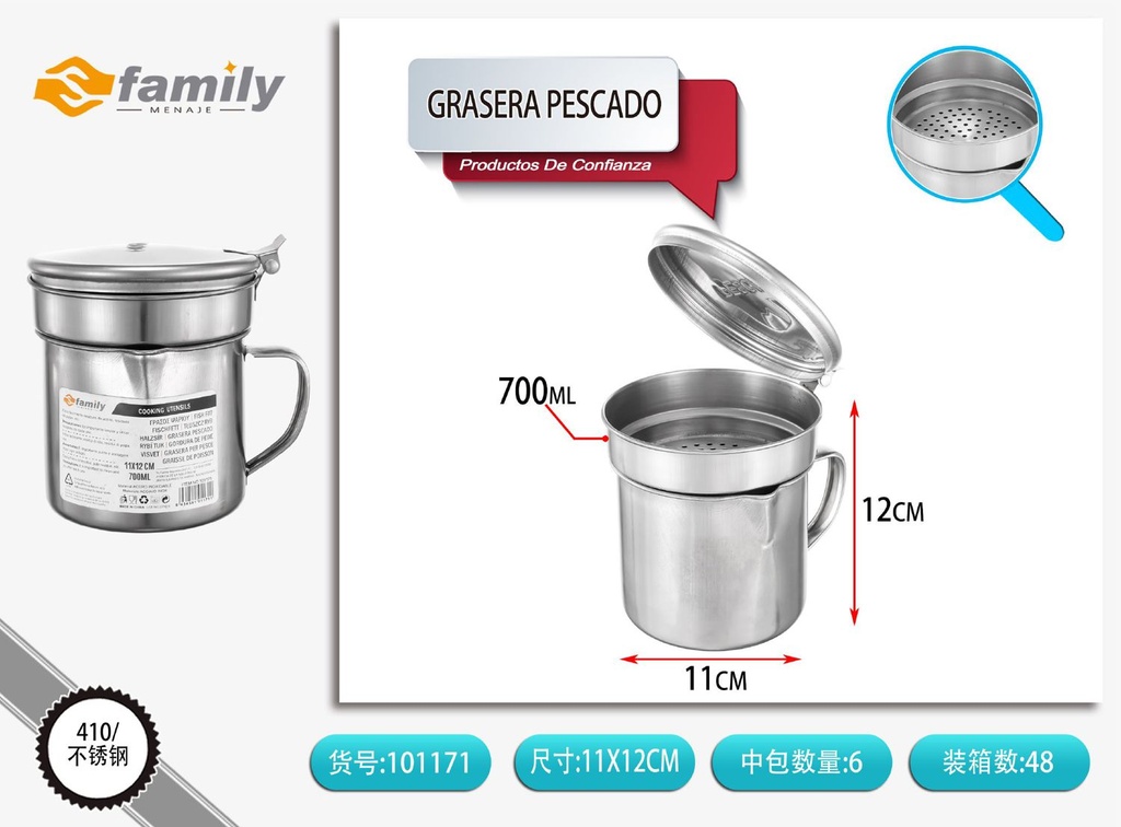 Grasera de acero inoxidable 12*11cm para cocina