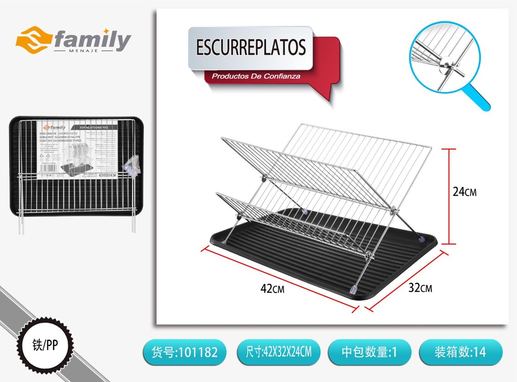 Escurreplatos plegable con bandeja para cocina