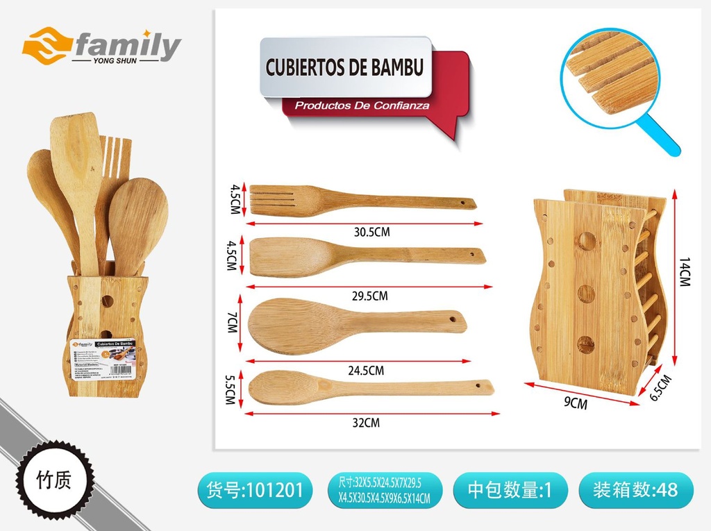 Juego de bambú utensilios de cocina