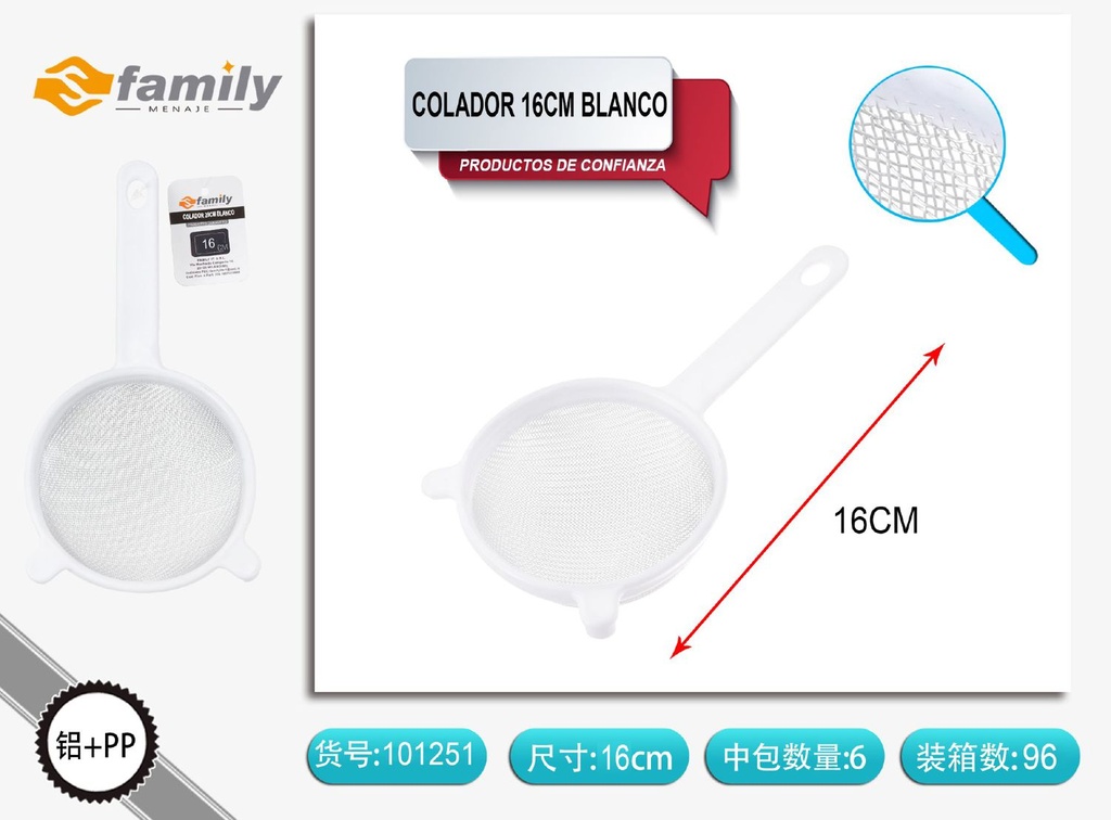 Colador 16cm blanco - Utensilios de cocina