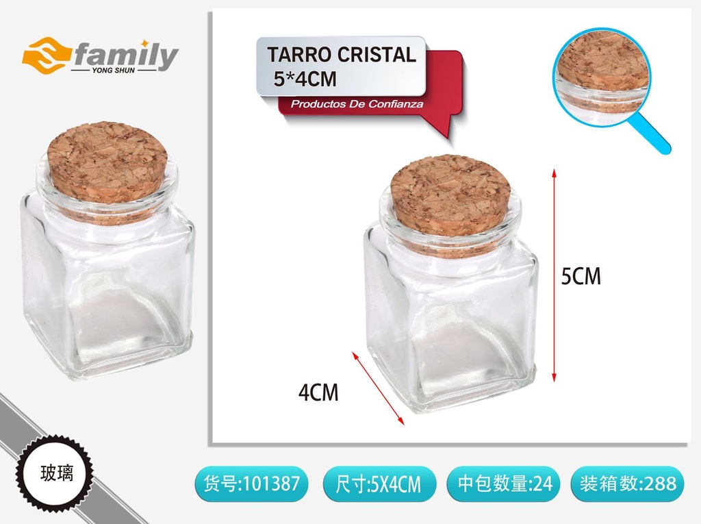 Tarro de cristal con corcho 5*4cm