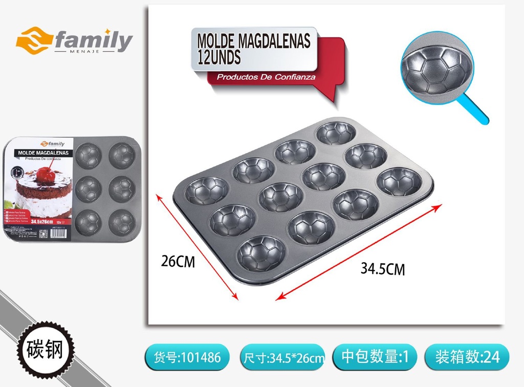 Molde de magdalenas 12unds 0.3mm de grosor para repostería