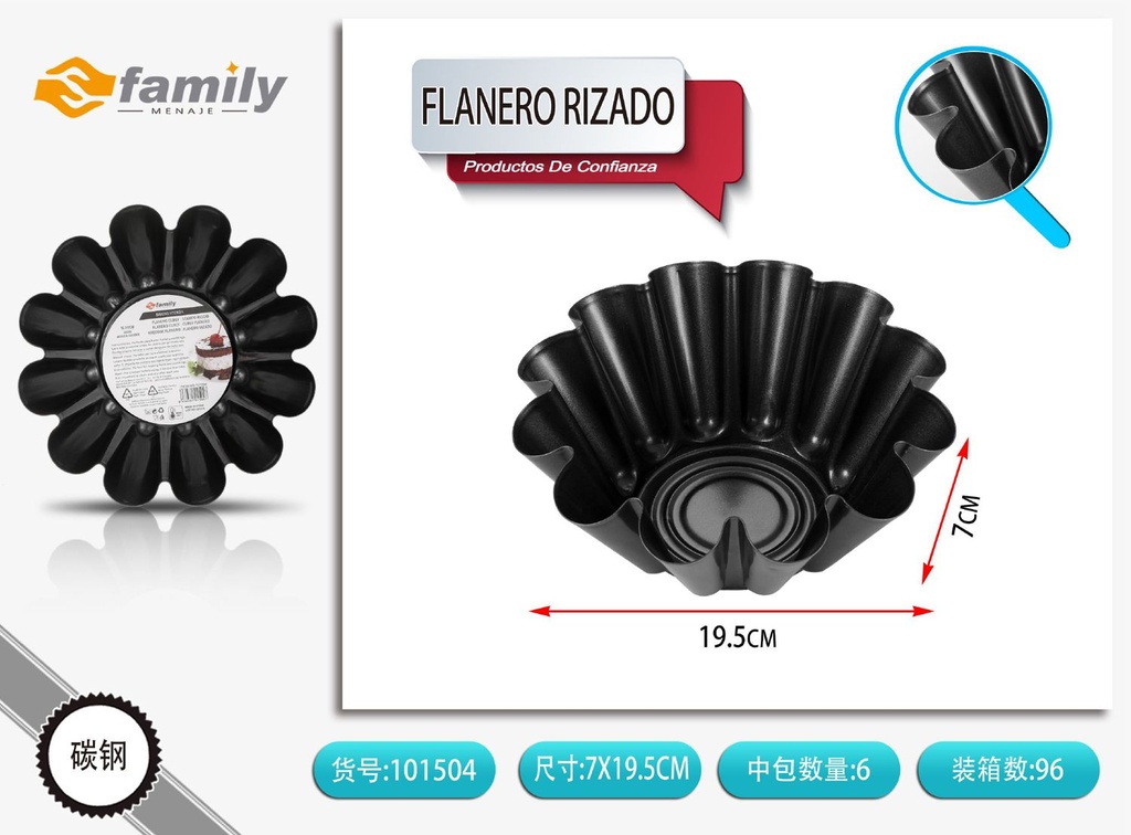 Molde flanero rizado mediano de acero al carbono