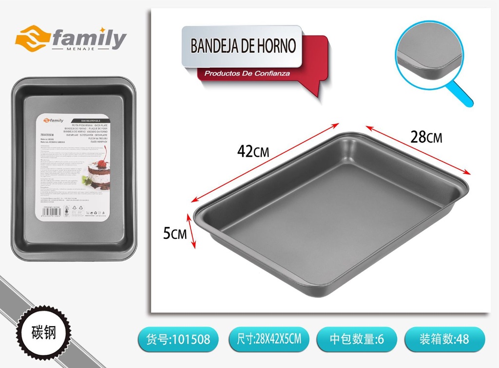 Bandeja de horno rectangular 42x28x5cm