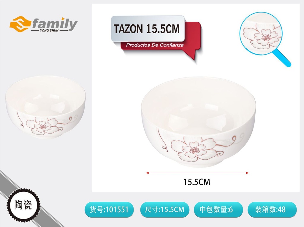 Tazón coreano de cerámica 15.5 cm - Vajilla de cerámica