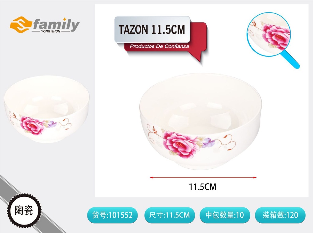 Tazón 11.5 cm con diseño floral para cocina