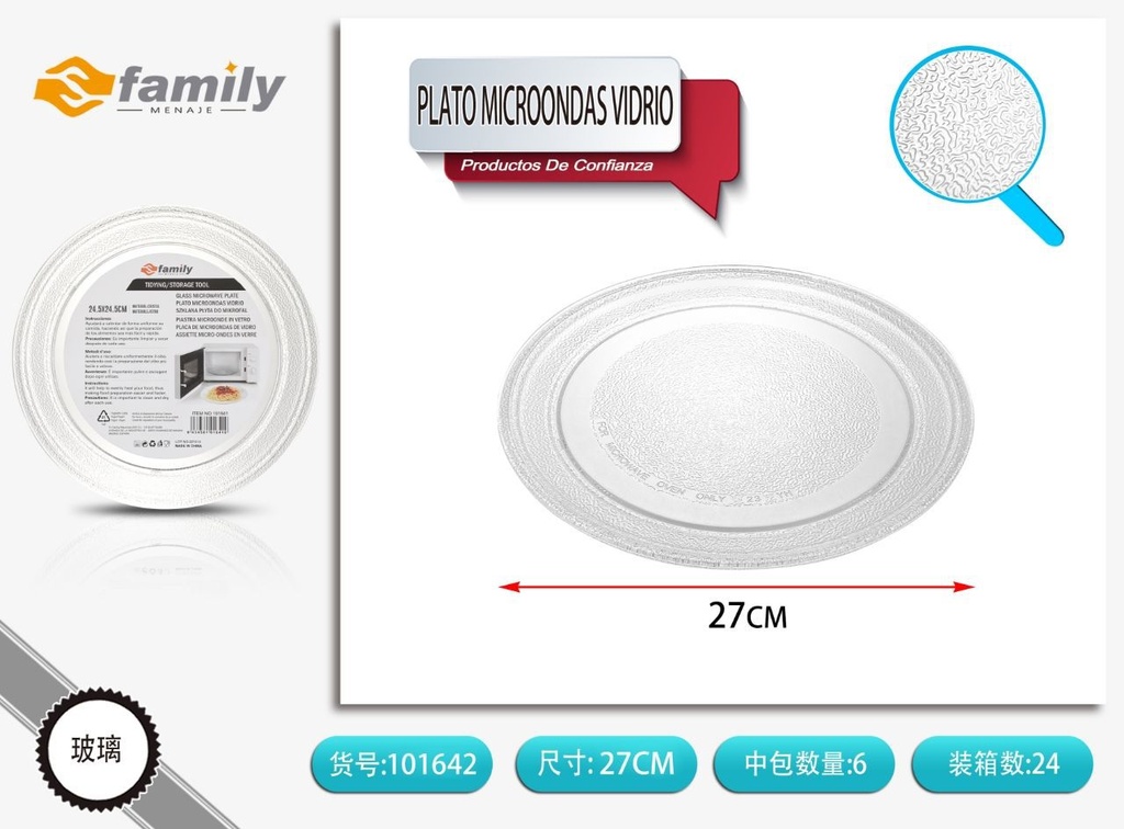 Plato de vidrio para microondas 27cm