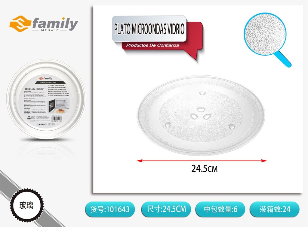 Plato de cristal para microondas 24.5 cm - Accesorios de cocina