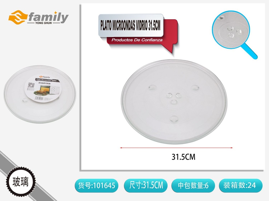 Plato de vidrio para microondas 31.5cm