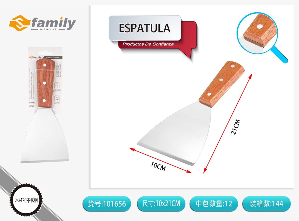 Espátula de madera de roble para barbacoa y cocina