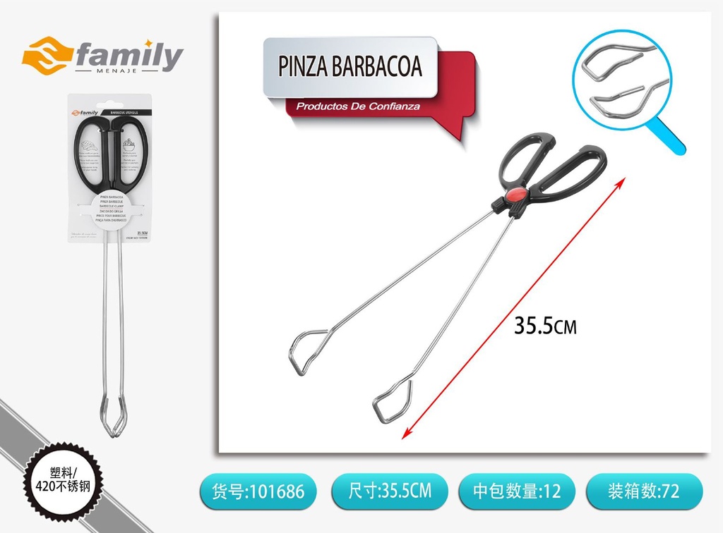 Pinza para barbacoa de acero inoxidable 35cm