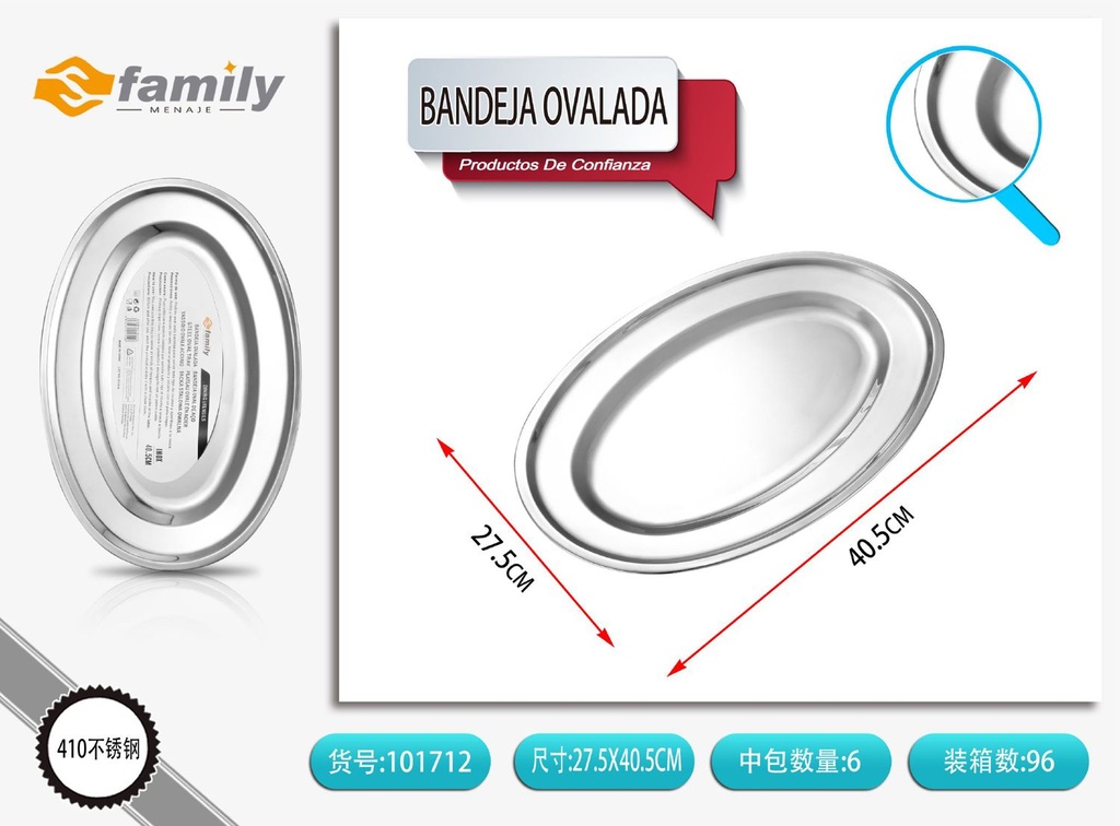 Bandeja ovalada 40.5cm