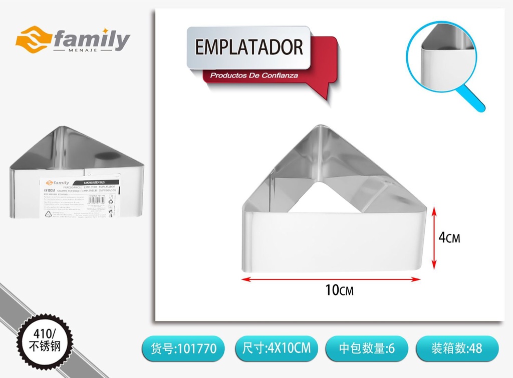 Emplatador triangular para repostería 4*10cm