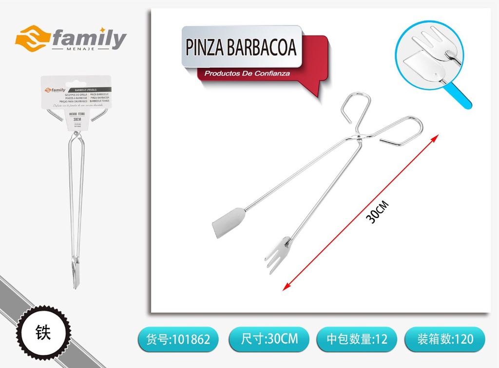 Pinza para barbacoa de 30 cm - Utensilios de cocina