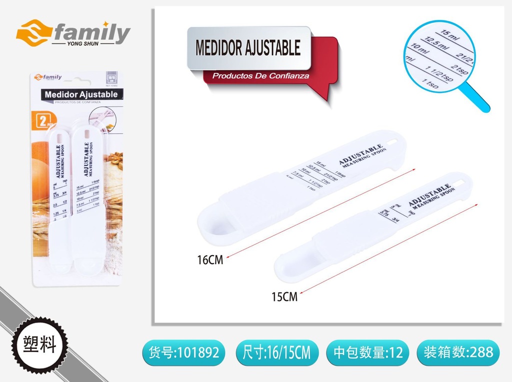 Medidor ajustable 2 piezas - Herramientas de cocina
