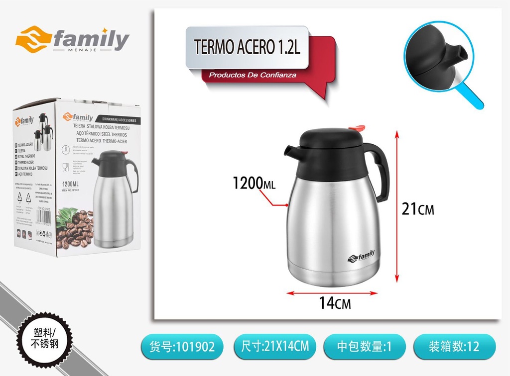 Termo de acero 1.2L para café