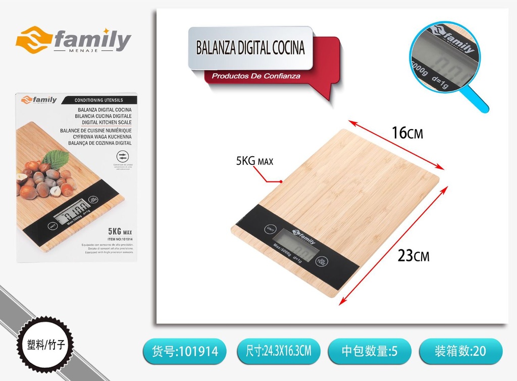 Balanza digital Aguaplast 5 kg - Utensilios de cocina