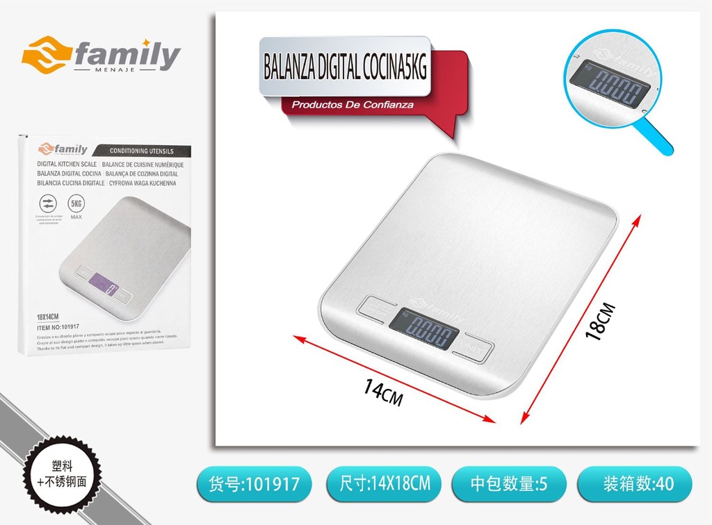 Balanza digital de cocina 5 kg modelo SF-2012 - Utensilios de cocina