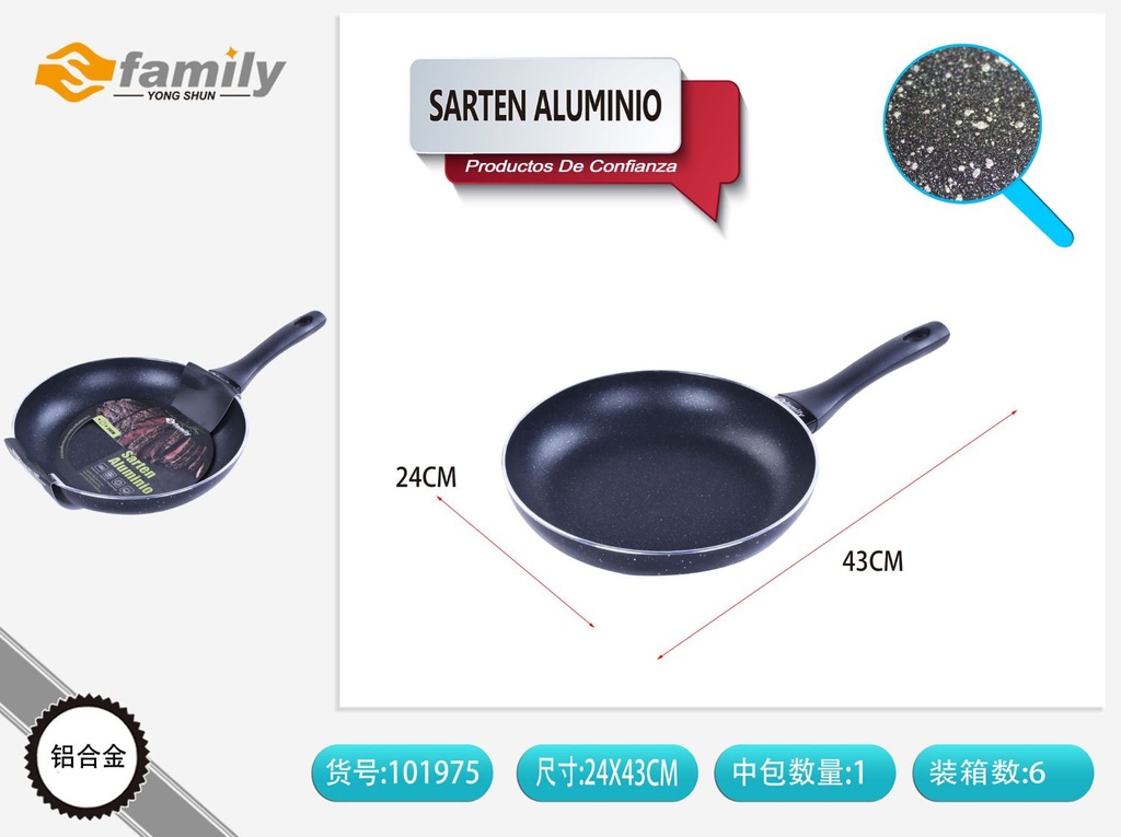 Sartén de aluminio negro con puntos blancos 24x4.9 cm - Utensilios de cocina