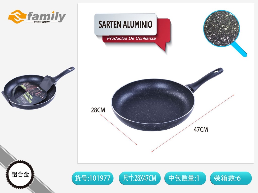 Sartén de aluminio negro 28*5.7cm 3.0mm - Utensilios de cocina