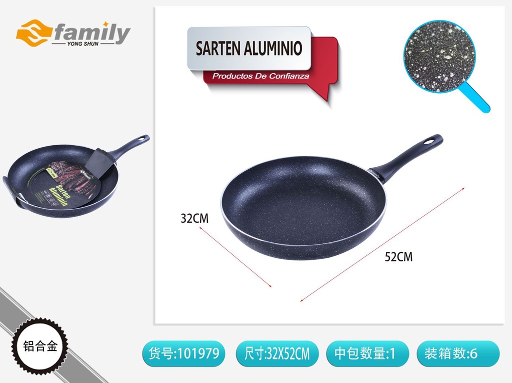 Sartén de aluminio negro con puntos blancos 32x5.8 cm - Utensilios de cocina y sartenes
