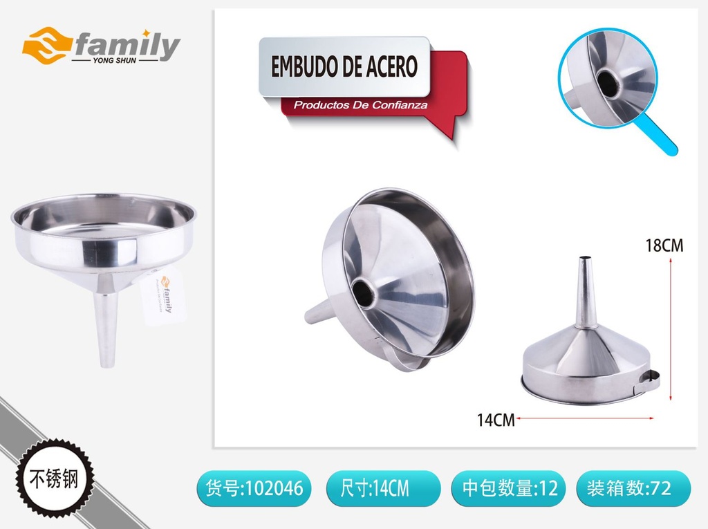 Embudo de acero 14cm - Utensilio de cocina