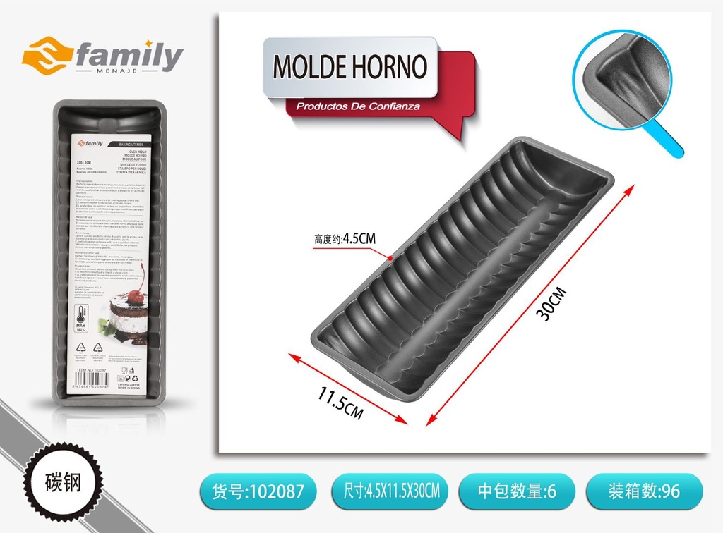 Molde horno para pan 30*4.5 cm - Utensilios de repostería